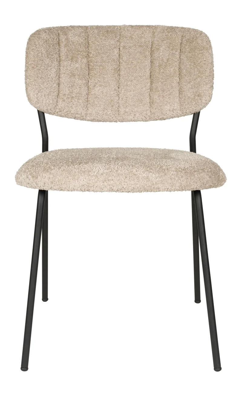 Esszimmerstuhl Jolien im 2er-Set, Beige mit schwarzem Metallgestell