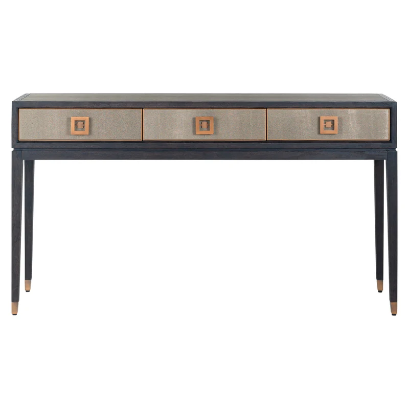 Konsole Bloomville Brass Shagreen aus Eiche mit PU-Leder von Richmond