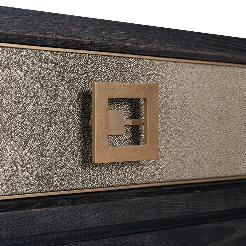 Konsole Bloomville Brass Shagreen aus Eiche mit PU-Leder von Richmond