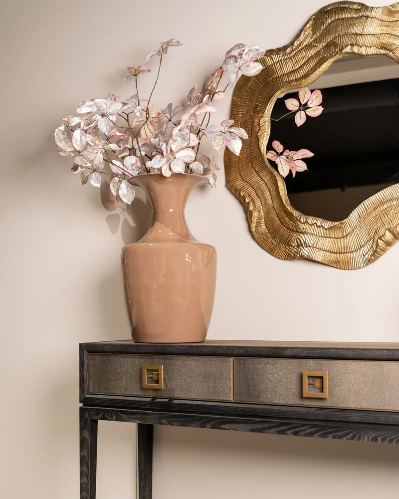 Konsole Bloomville Brass Shagreen aus Eiche mit PU-Leder von Richmond