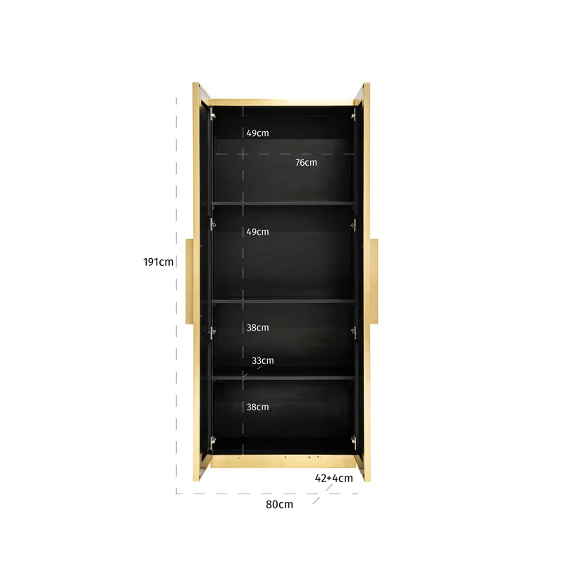 Schrank Ironville gold, 191 cm, Eisen mit Messingverkleidung