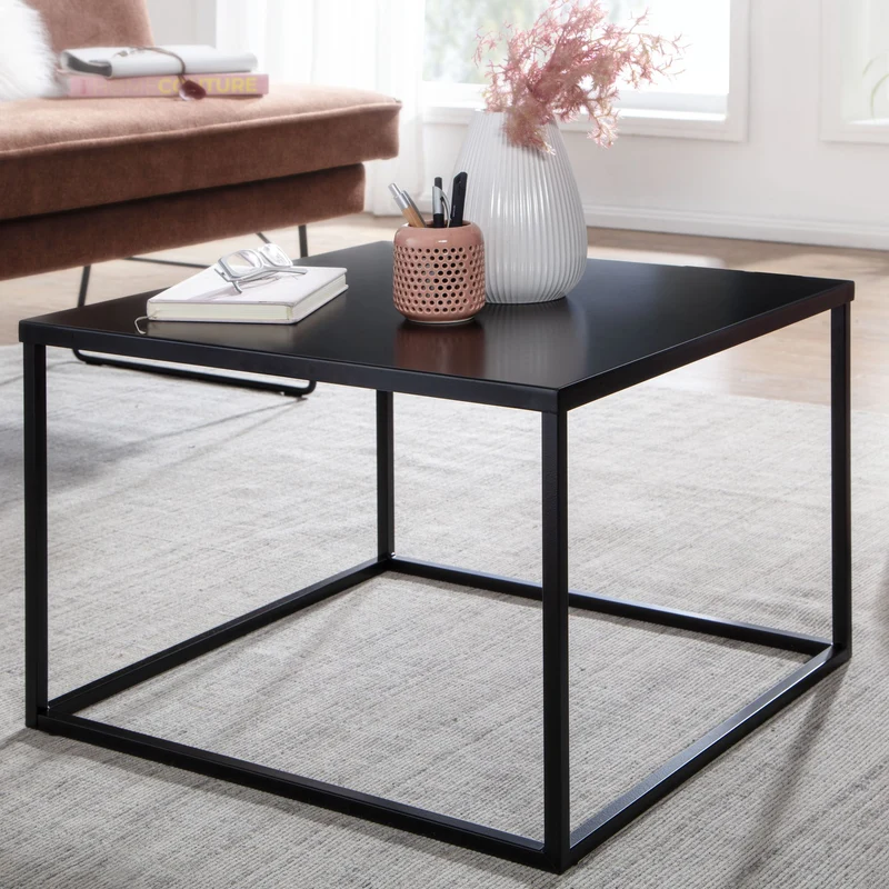Couchtisch 60x60x40cm Metall Schwarz Industrial Wohnzimmertisch Quadratisch