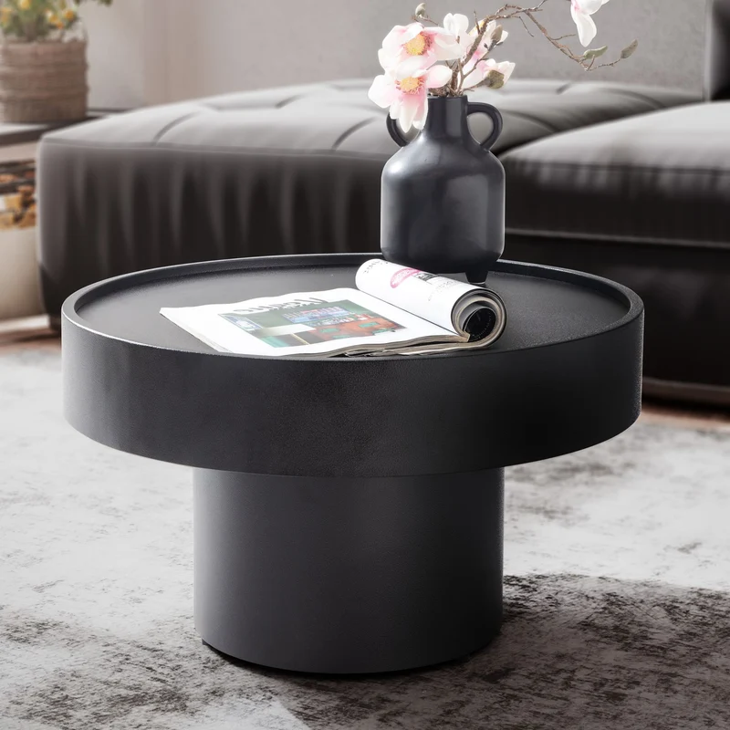 Couchtisch Rund Metall Schwarz 60x60x36cm Modern Wohnzimmer Design