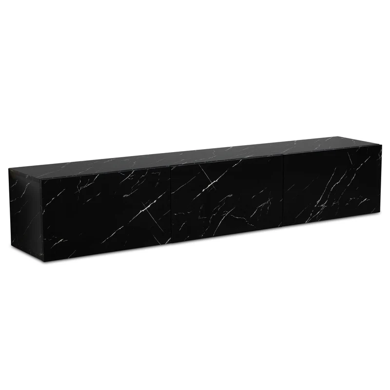 Lowboard Hängend Marmor-Optik Schwarz 160x30x30cm Klapptüren Modern