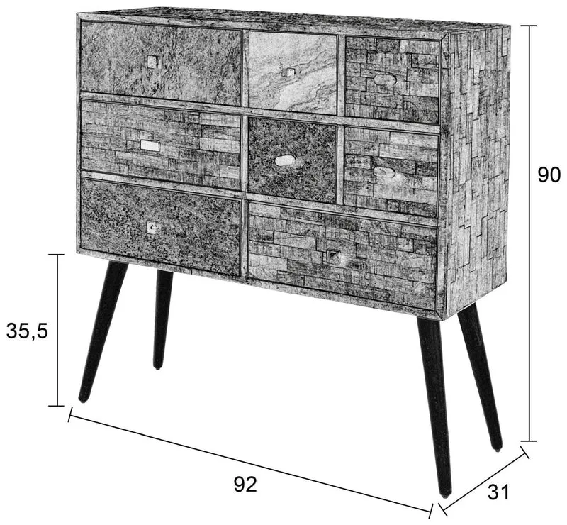 Kommode SAN aus Teakholz | Design Sideboard mit filigranem Stahlgestell