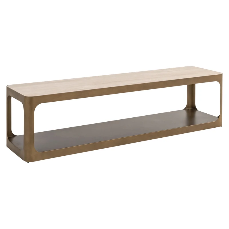 TV-Schrank Claridge in Beige, 160x40 cm, wendbare Platte Glas/Keramik