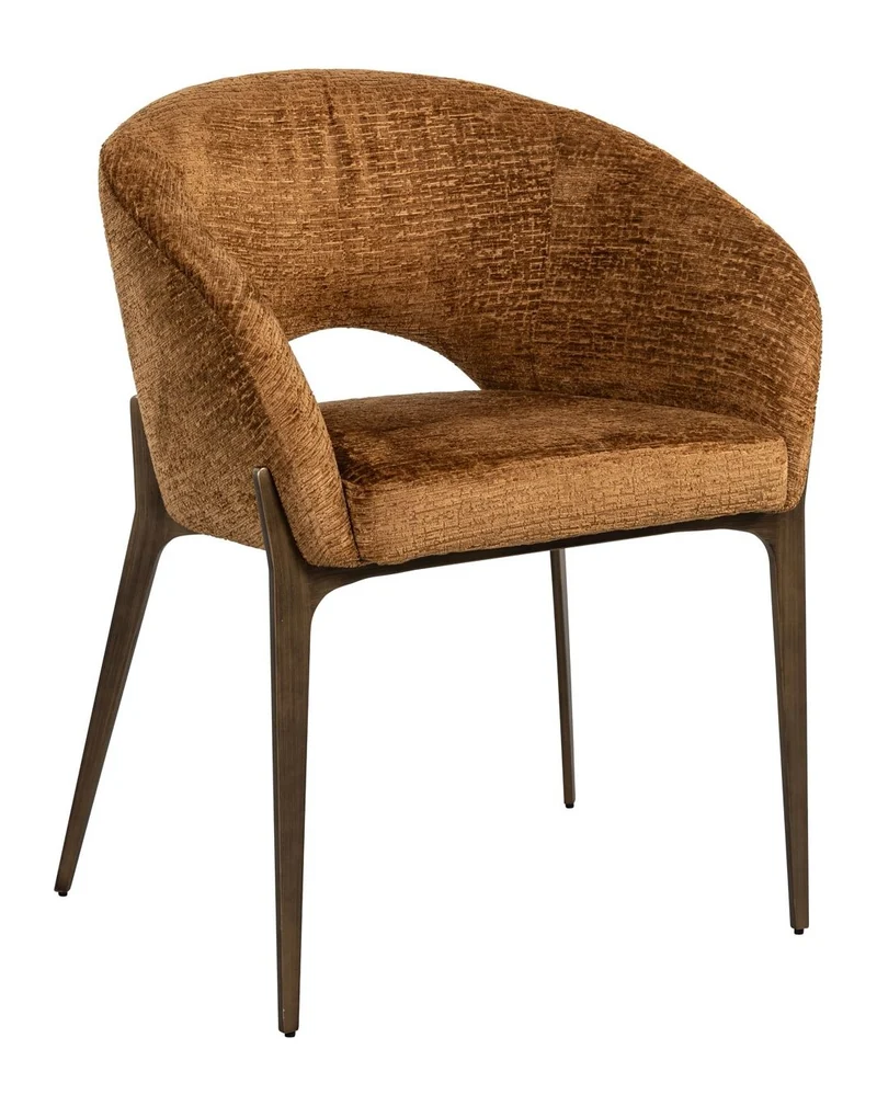 Esszimmerstuhl Kenzi cognac fusion mit Polsterbezug und Metallbeinen