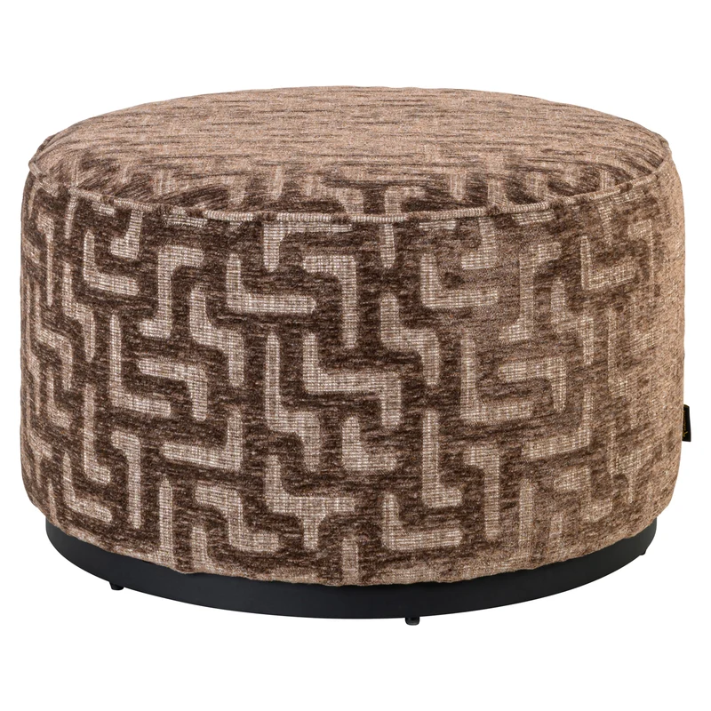 Hocker & Fußbank Lexie Brown Labyrinth Ø70 cm – runder Pouf