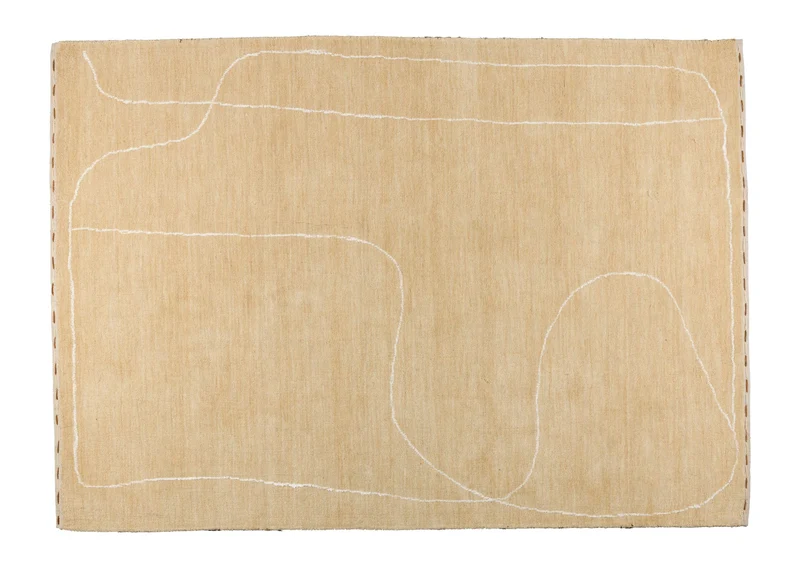 Teppich Doodle 200x300 in Beige mit gestepptem Rand von Zuiver