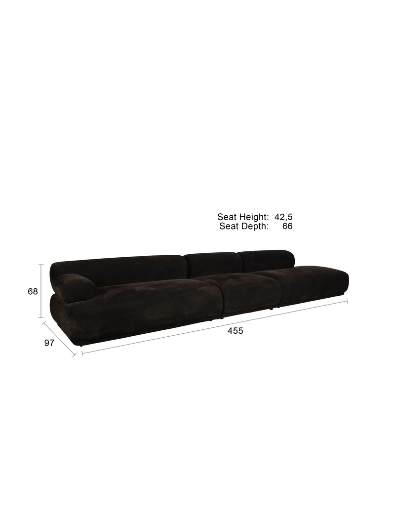 Sofa Rembrandt 4,5-Sitzer, Dunkelbraun mit Rippstoff-Bezug von Zuiver