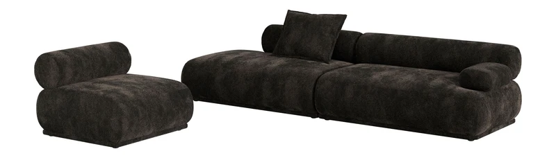 Sofa Rembrandt 4,5-Sitzer, Dunkelbraun mit Rippstoff-Bezug von Zuiver