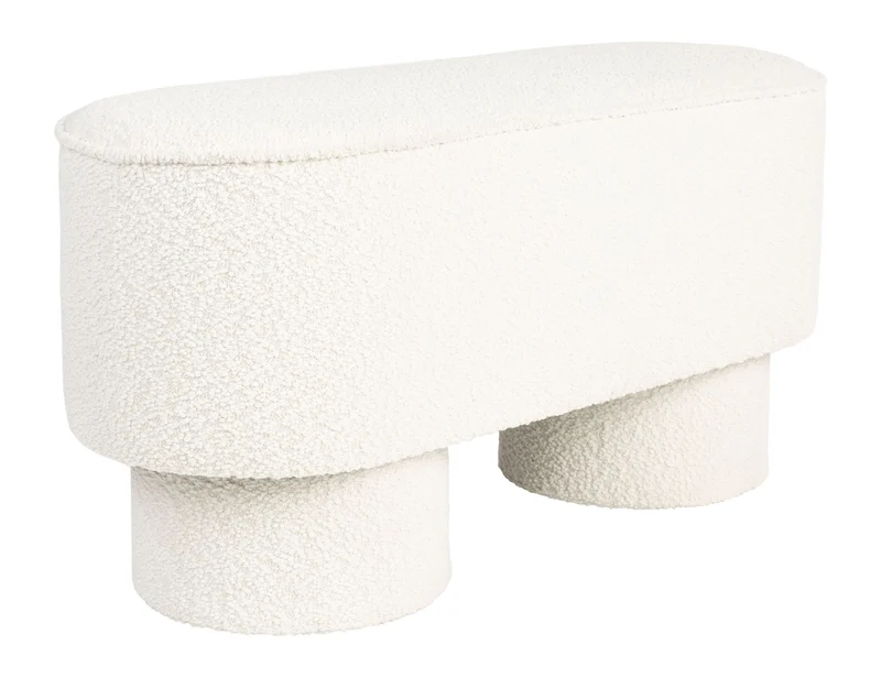 Sitzbank Marcos in Weiß mit Bouclé-Bezug für Esszimmer und Flur