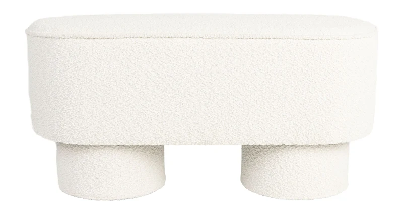 Sitzbank Marcos in Weiß mit Bouclé-Bezug für Esszimmer und Flur
