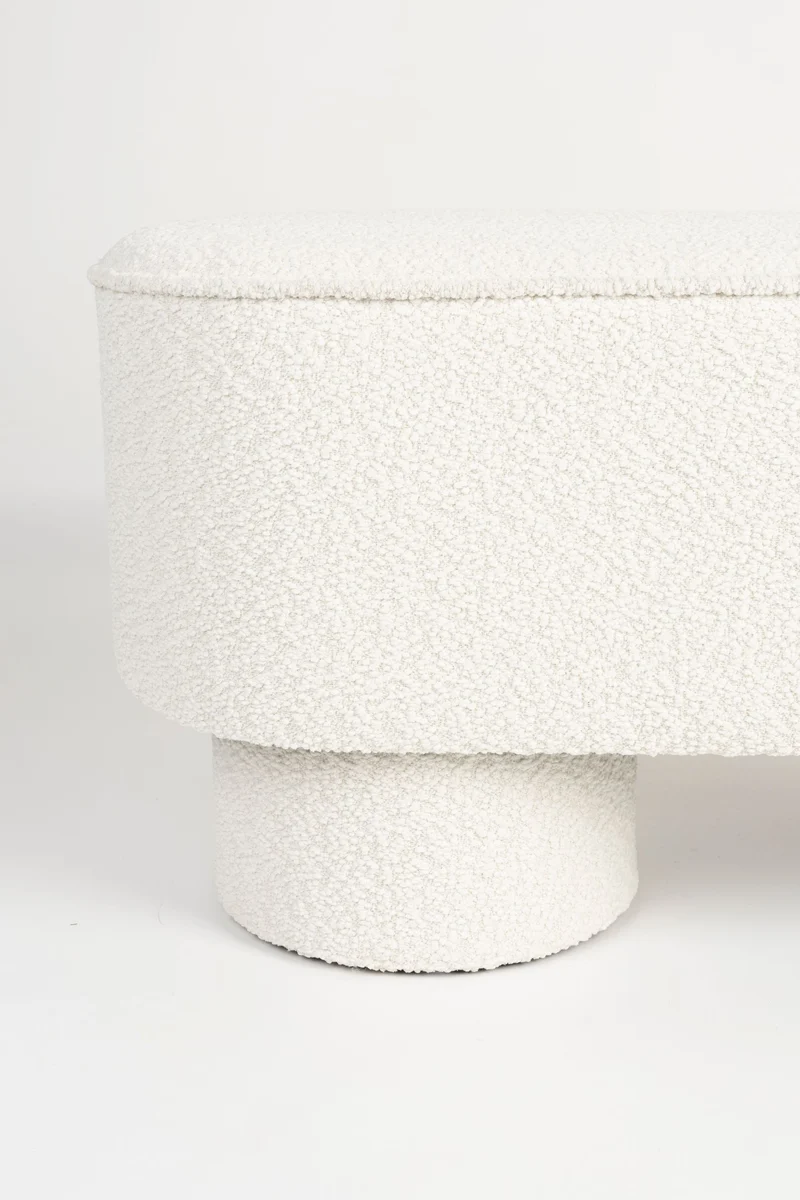 Sitzbank Marcos in Weiß mit Bouclé-Bezug für Esszimmer und Flur