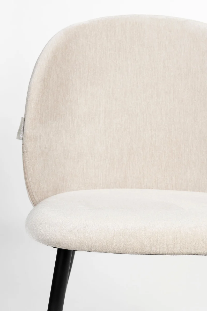 Esszimmerstuhl Cozy im 2er-Set, Beige mit Stahlgestell von Zuiver