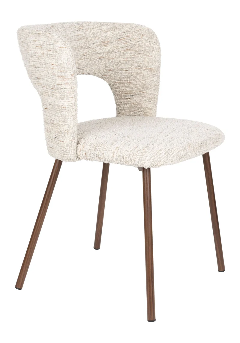 Esszimmerstuhl Chelsea im 2er-Set, Beige mit Bogenlehne aus Metall