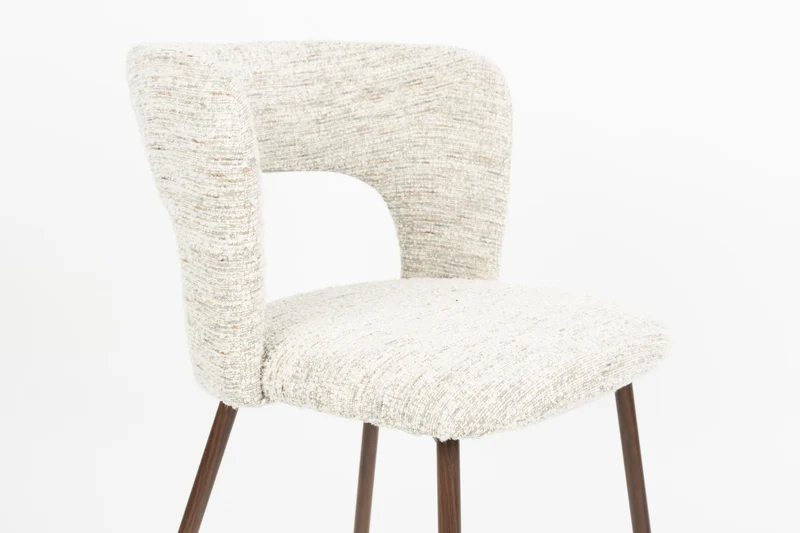 Esszimmerstuhl Chelsea im 2er-Set, Beige mit Bogenlehne aus Metall