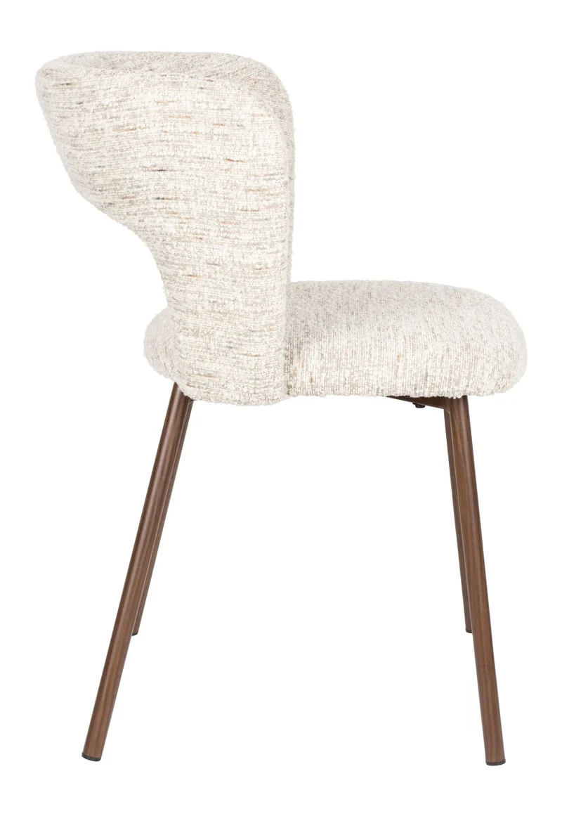 Esszimmerstuhl Chelsea im 2er-Set, Beige mit Bogenlehne aus Metall