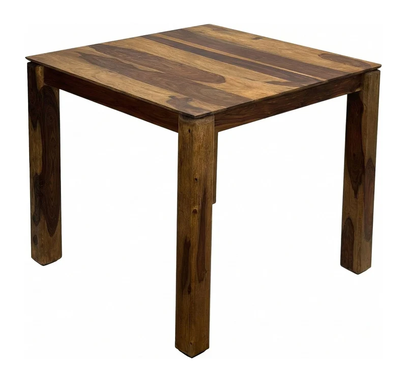 Wohnling Esstisch Sheesham Massivholz 80x80 cm Dunkelbraun quadratisch