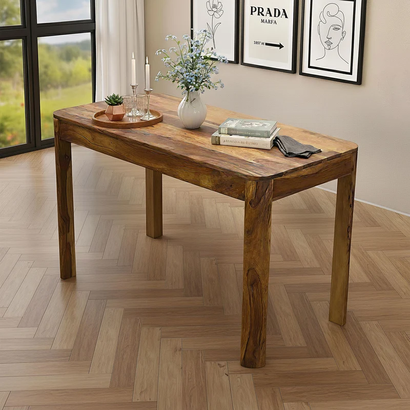 Esstisch Sheesham Massivholz 120cm, Küchentisch für 6 Personen