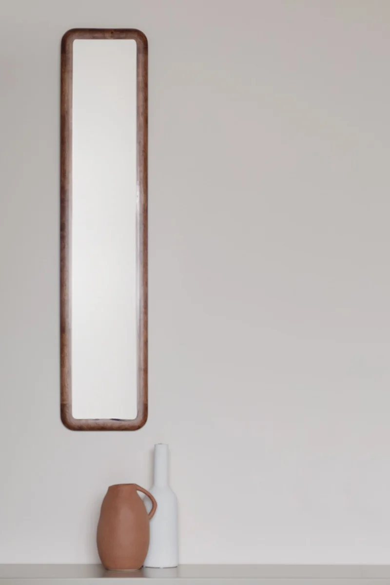 Wandspiegel Nyko Rechteckig 120x26 cm, Rahmen aus Gummibaumholz