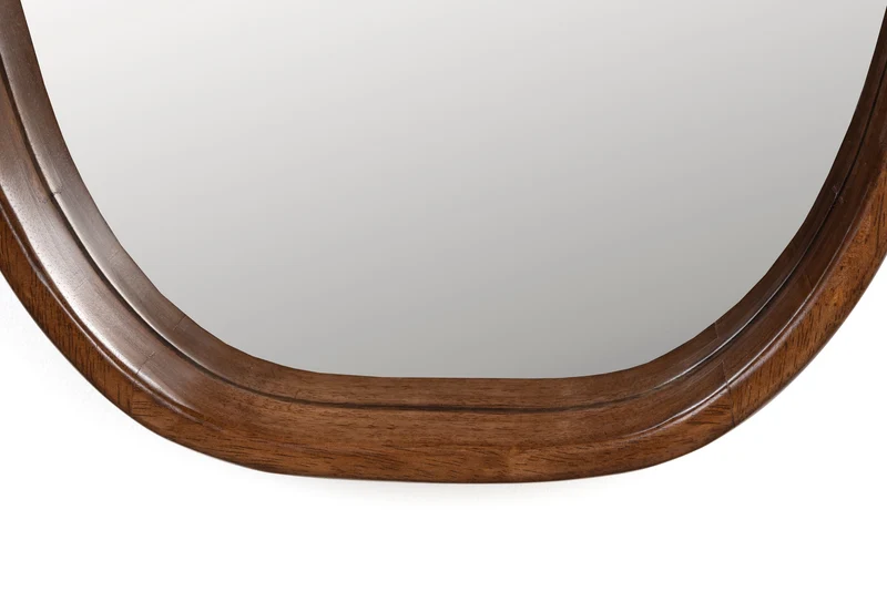 Wandspiegel Nyko L mit Rahmen aus Gummiholz, 120 x 40 cm, Beige