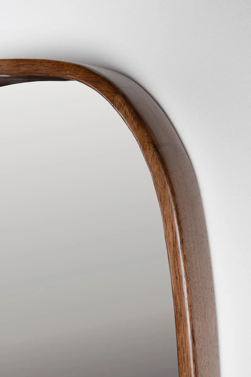 Wandspiegel Nyko L mit Rahmen aus Gummiholz, 120 x 40 cm, Beige