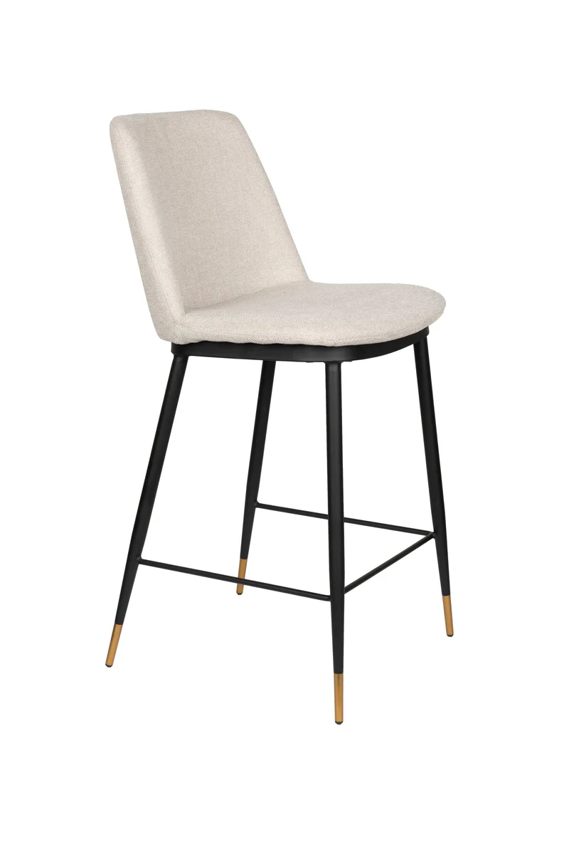Barhocker Lionel im 2er-Set, Beige mit Stoffbezug und Metallgestell