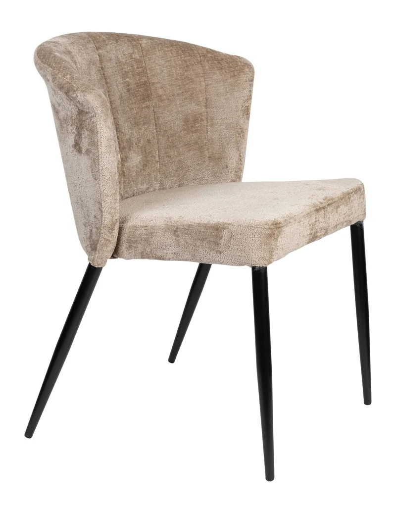 Esszimmerstuhl Georgia im 2er-Set, Taupe mit Samtbezug von Dutchbone
