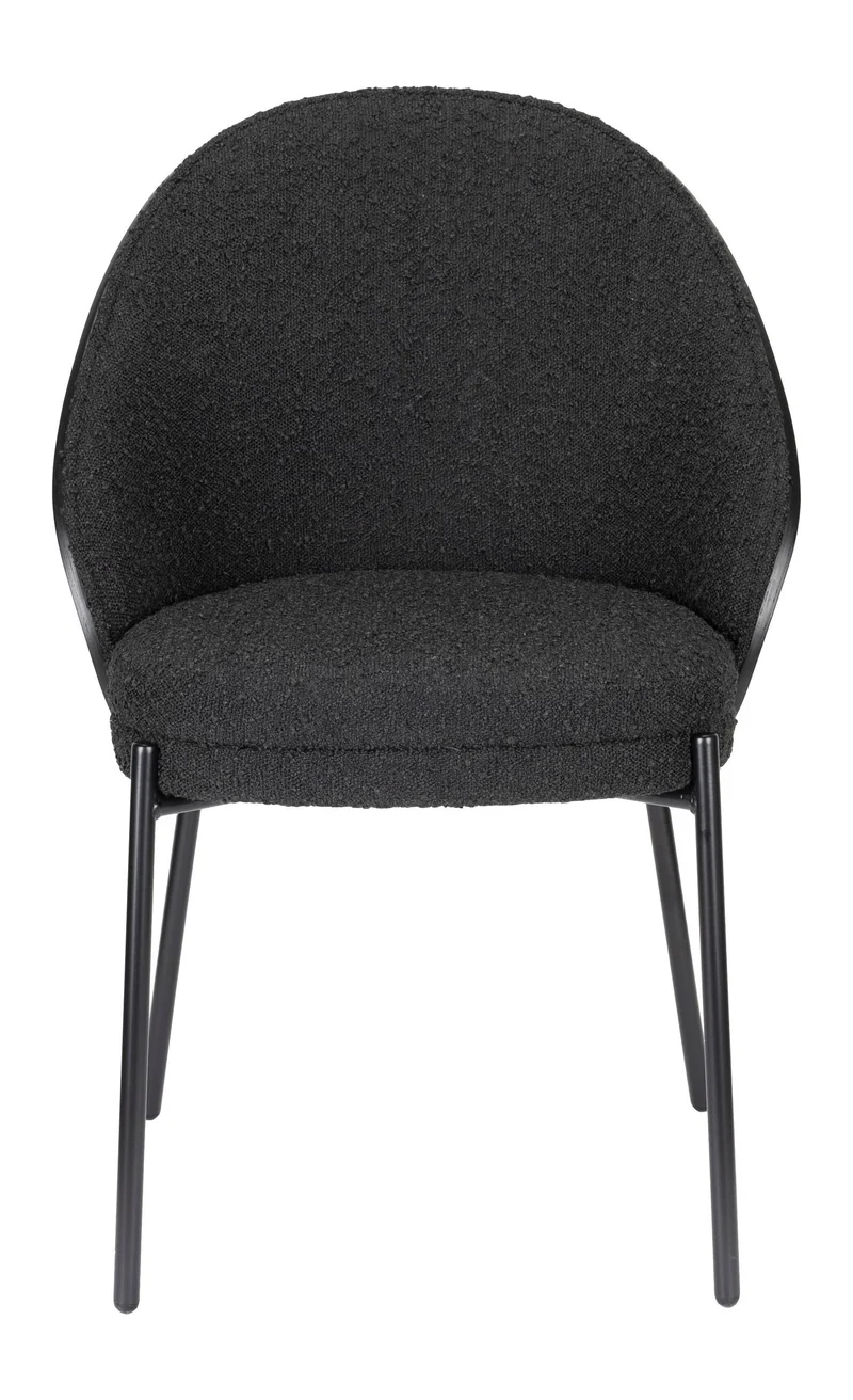 Esszimmerstuhl Rodin im 2er-Set mit Bouclé in Schwarz von Dutchbone