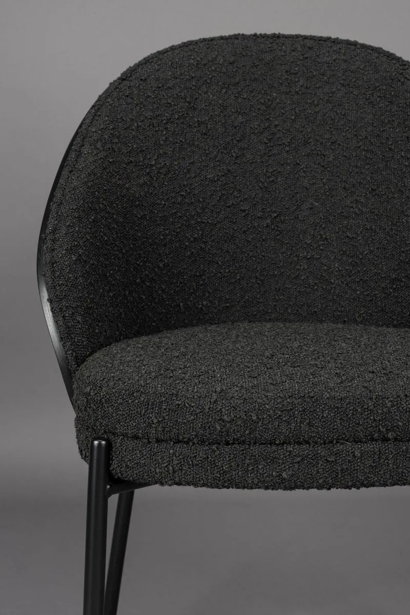 Esszimmerstuhl Rodin im 2er-Set mit Bouclé in Schwarz von Dutchbone