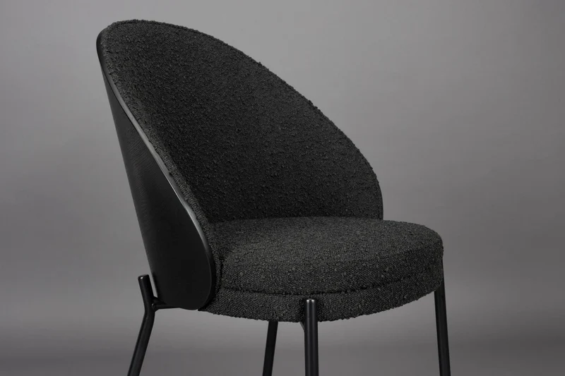 Esszimmerstuhl Rodin im 2er-Set mit Bouclé in Schwarz von Dutchbone