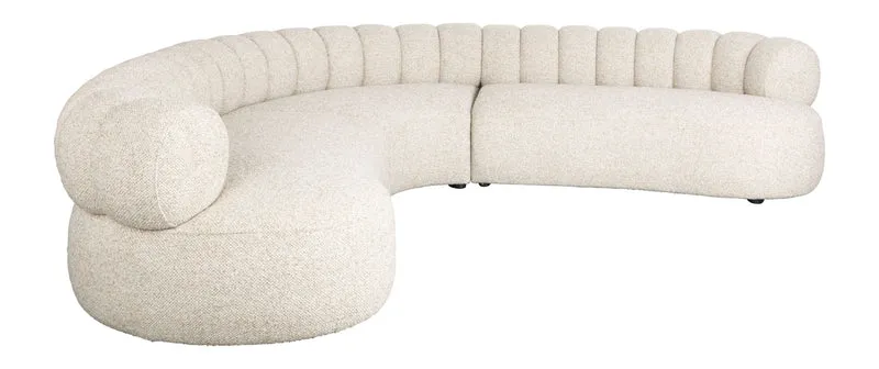 Sofa Duvane 7-Sitzer Beige mit Eukalyptusholz-Gestell im Boho-Stil