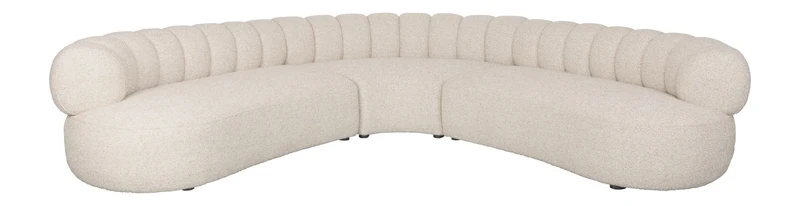 Sofa Duvane 7-Sitzer Beige mit Eukalyptusholz-Gestell im Boho-Stil