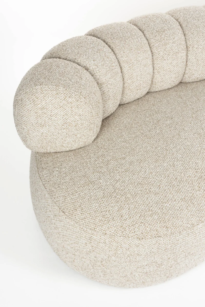 Sofa Duvane 7-Sitzer Beige mit Eukalyptusholz-Gestell im Boho-Stil