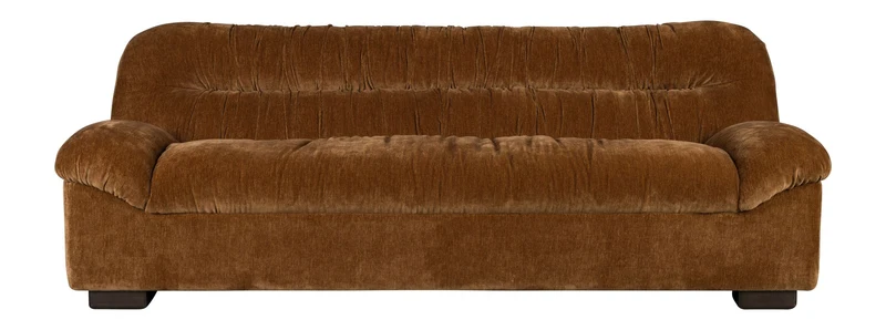 Sofa Douglas 3-Sitzer in Cognac mit Holzbeinen aus Gummibaumholz