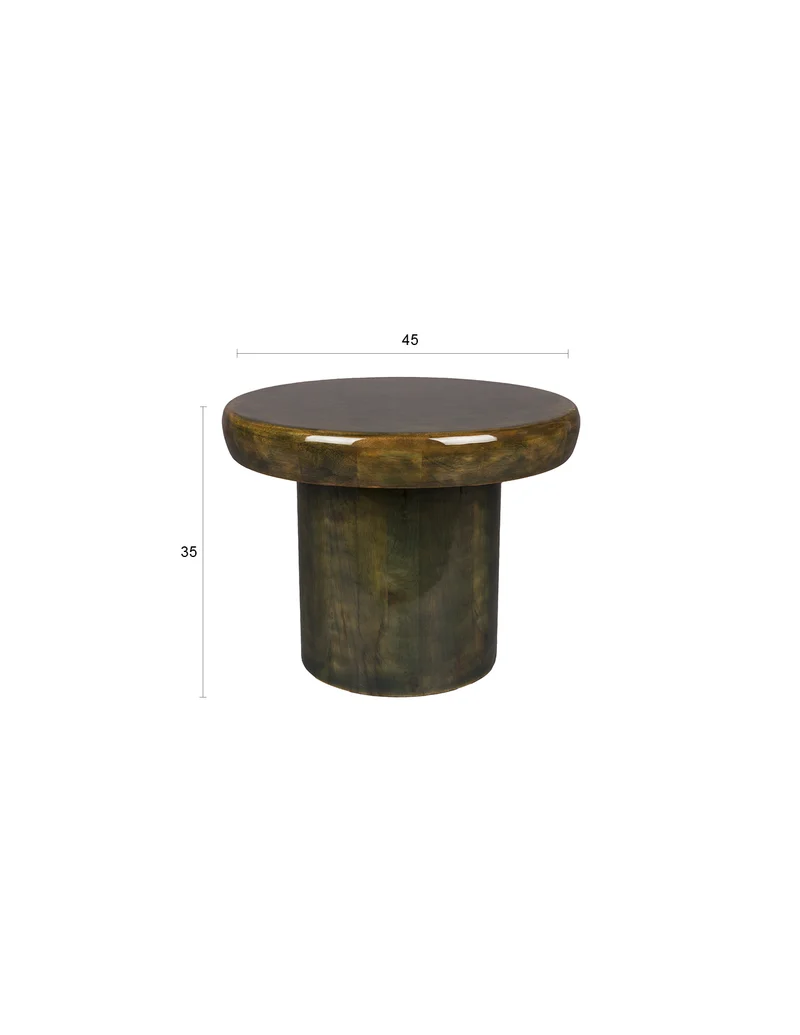 Beistelltisch Mush L von Dutchbone aus Mangoholz mit grünem Finish