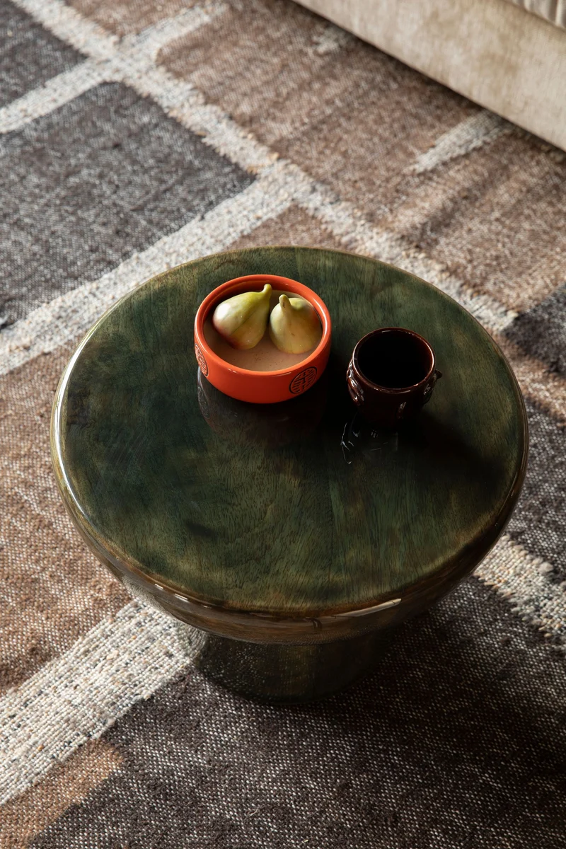 Beistelltisch Mush L von Dutchbone aus Mangoholz mit grünem Finish
