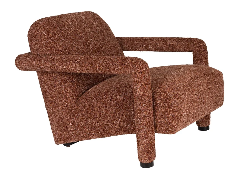 Loungesessel Kent Bordeaux Red mit Eukalyptusholz-Gestell im Boho-Stil