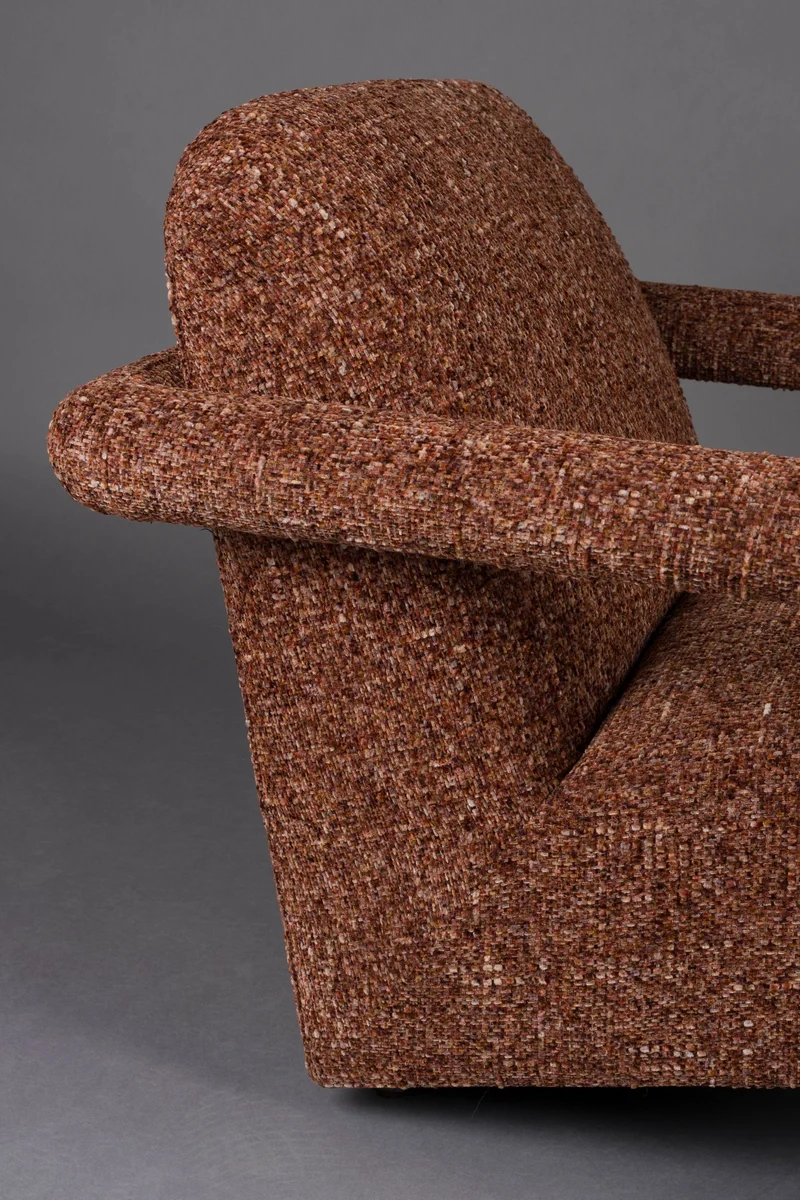 Loungesessel Kent Bordeaux Red mit Eukalyptusholz-Gestell im Boho-Stil