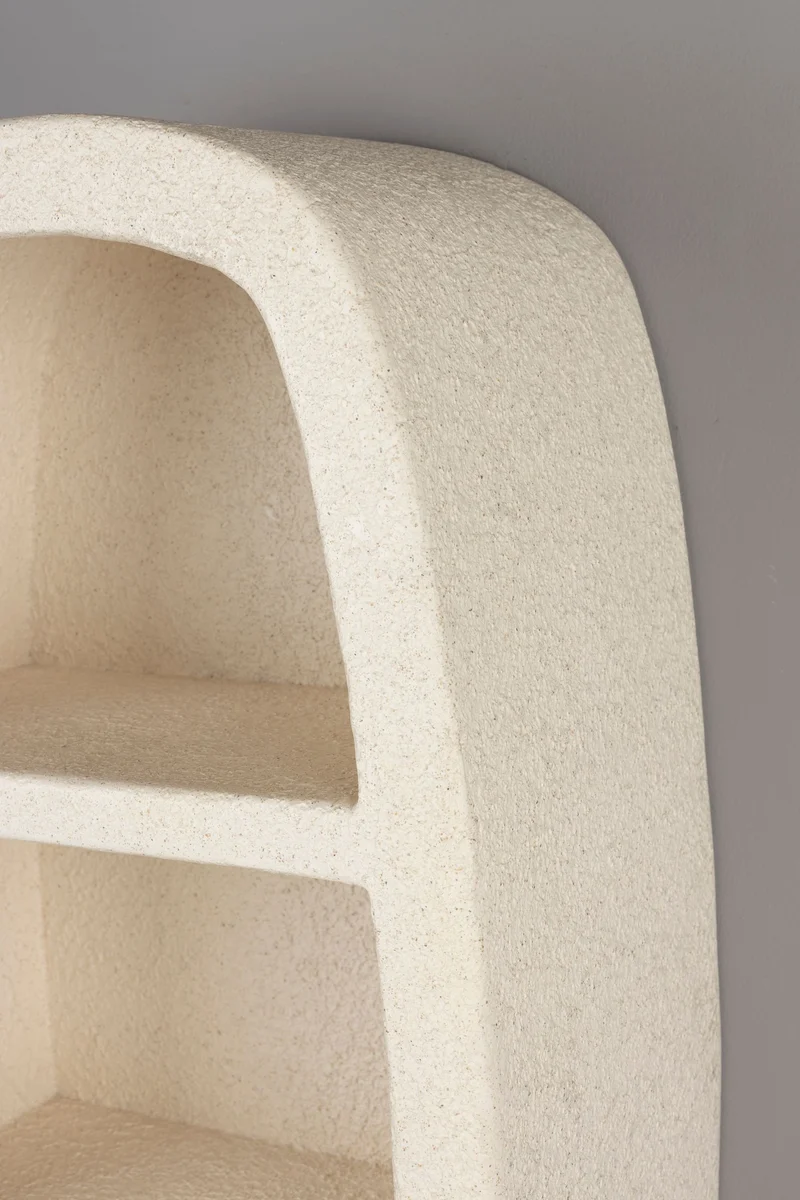 Wandregal Veda mit 2 Böden aus recyceltem Marmor, Beige, Dutchbone