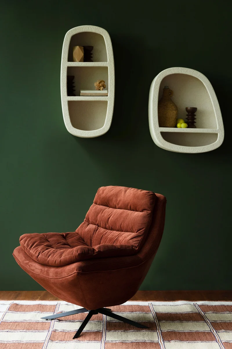 Wandregal Veda mit 2 Böden aus recyceltem Marmor, Beige, Dutchbone