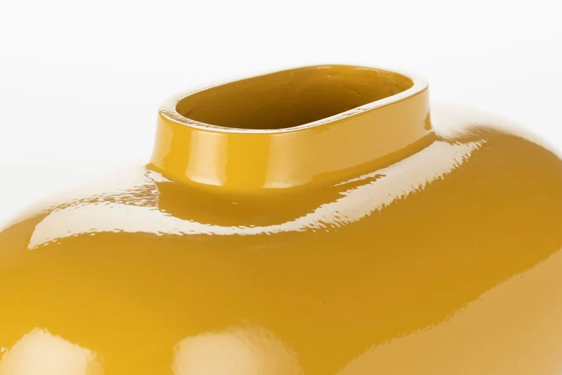 Deko-Vase Droplet S Ochre aus Aluminium mit glänzender Oberfläche