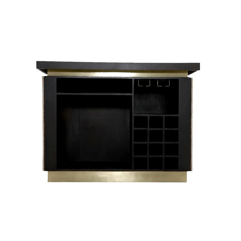 Richmond Bar Martini Travertin – Hausbar beige mit Messing-Akzenten