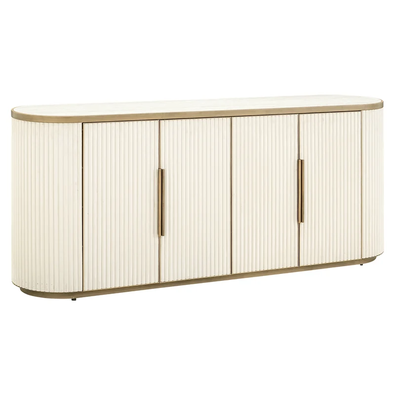 Sideboard Tivoli Weiß mit Keramikplatte und Softclose-Türen