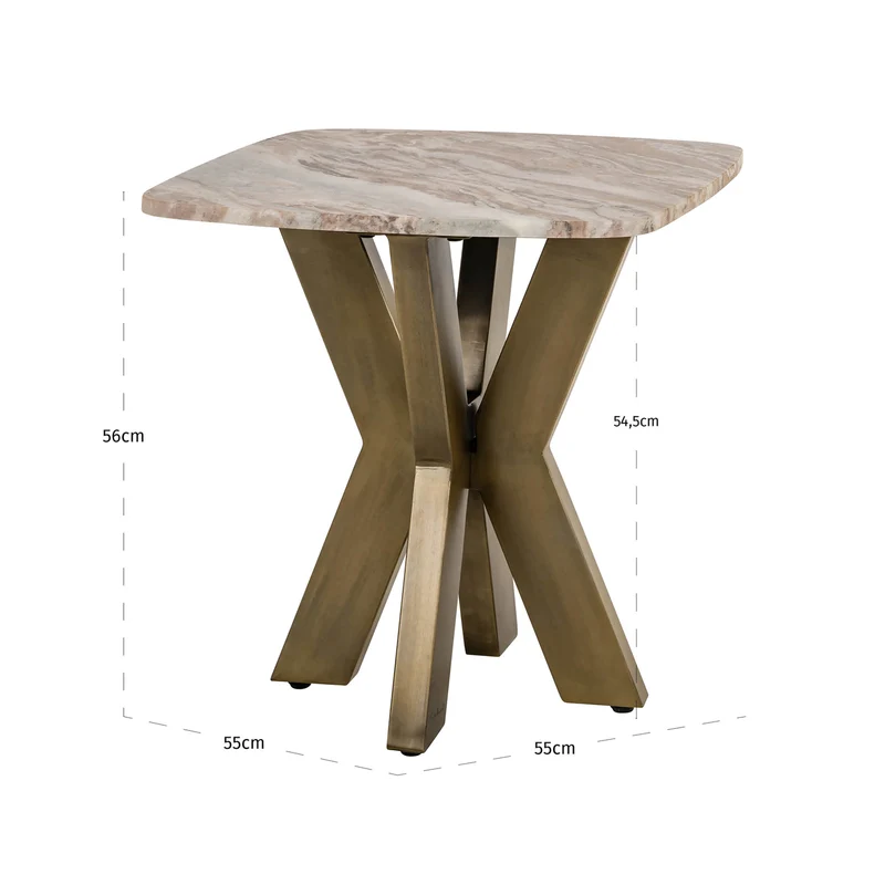 Beistelltisch Bottega Blush beige – Marmorplatte, Gold-Gestell