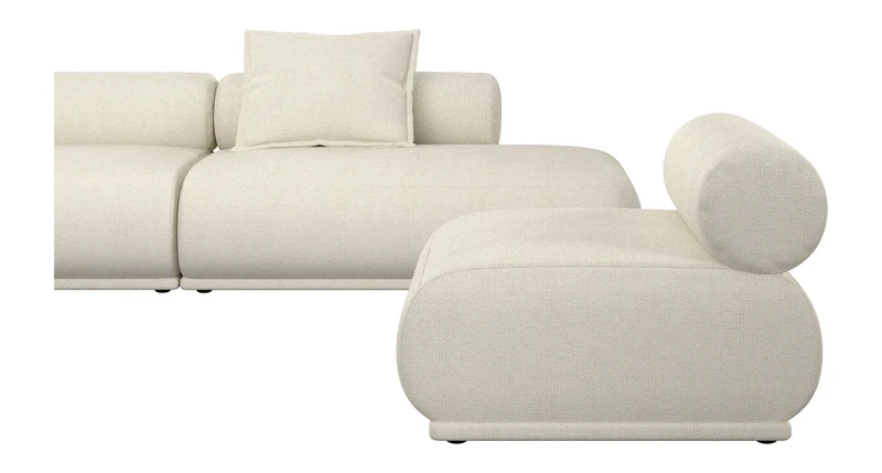 Sofa Rembrandt 4,5-Sitzer Links, Beige mit Rippstoff-Bezug von Zuiver
