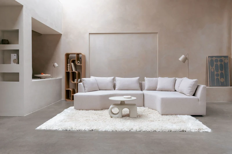 Sofa Prosper Right mit Beistelltisch-Element, Creme von Zuiver