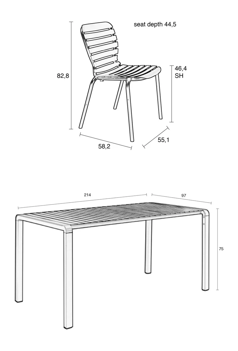 Gartenmöbel-Set Vondel mit Tisch und 6 Stühlen aus Aluminium in Grün