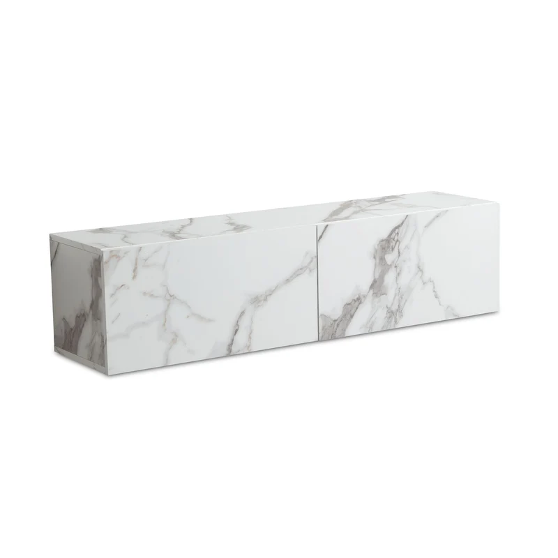 Lowboard Hängend Marmor-Optik Weiß 120x30x30cm Klapptüren Modern